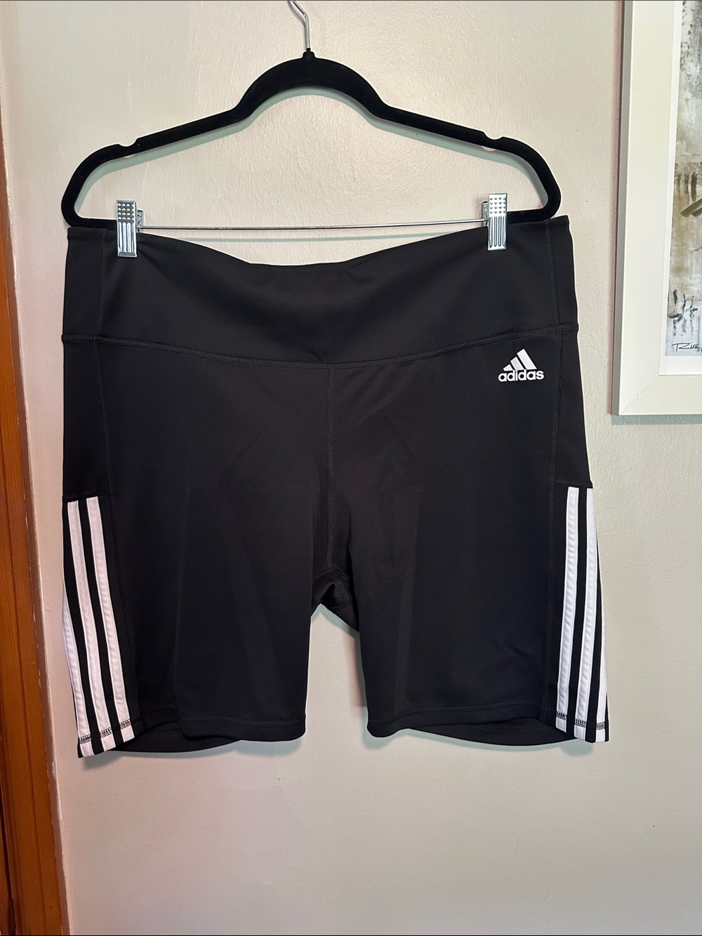 adidas Black Bike Shorts with White Side Stripes